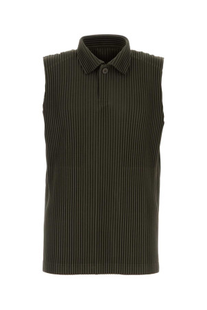 Khaki polyester polo shirt HOMME PLISSE' ISSEY MIYAKE (HP68JM072)
