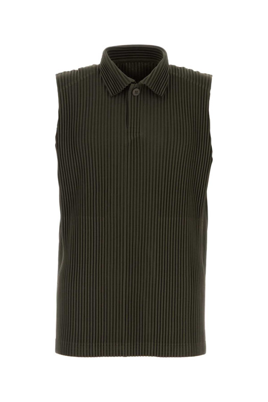 Khaki polyester polo shirt HOMME PLISSE' ISSEY MIYAKE (HP68JM072)