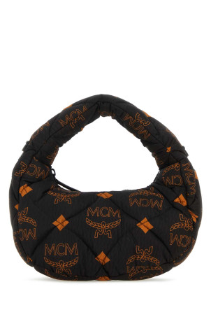 Printed nylon handbag Black and white MCM (MWHDATA01)