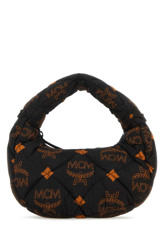 Printed nylon handbag Black and white MCM (MWHDATA01)