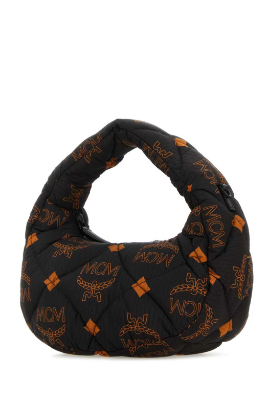 Printed nylon handbag Black and white MCM (MWHDATA01)