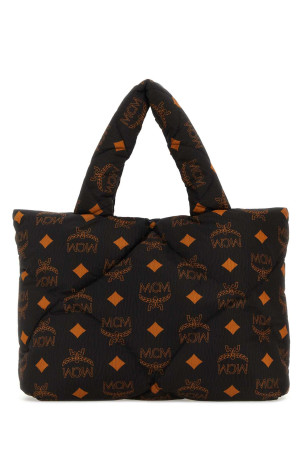 Printed nylon MÃ¼nchen shopping bag Black and white MCM (MWTDABO15)