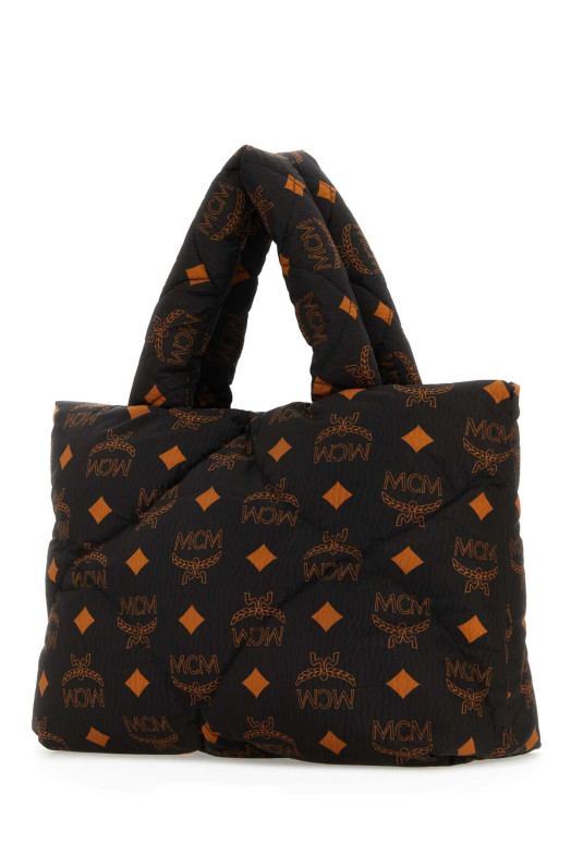 Printed nylon MÃ¼nchen shopping bag Black and white MCM (MWTDABO15)
