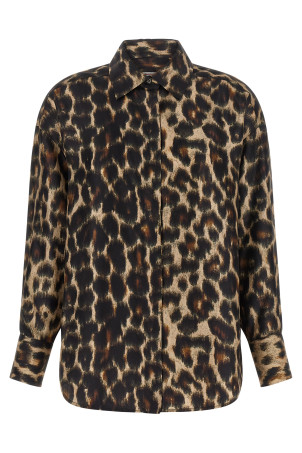 Jaguar print shirt Brown