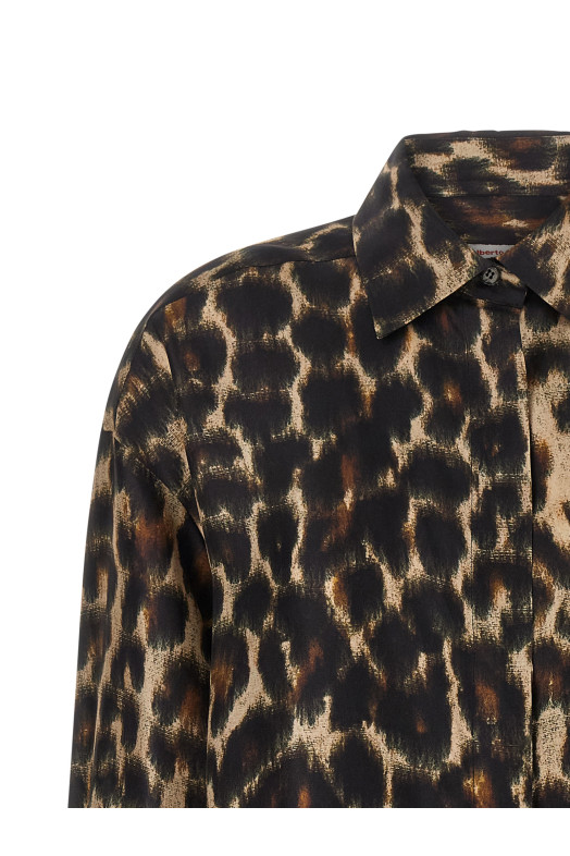 Jaguar print shirt Brown