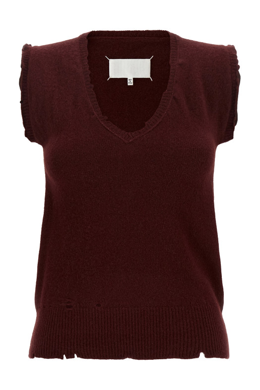 Distressed vest Bordeaux
