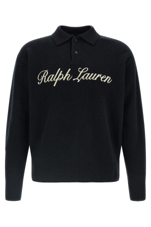 Italic logo polo shirt Black