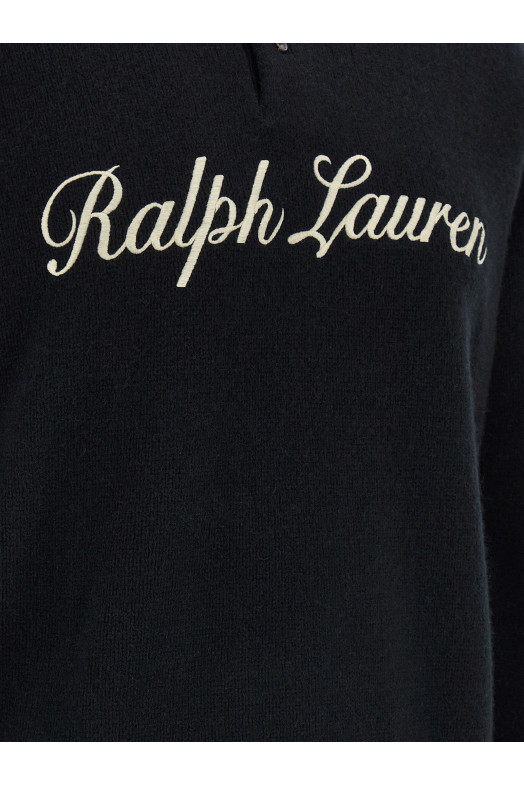 Italic logo polo shirt Black