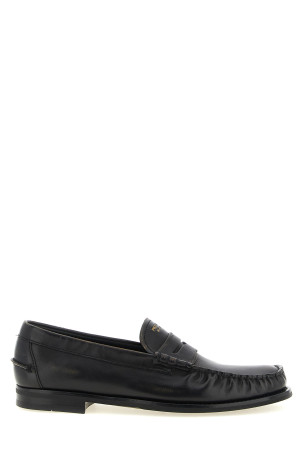 Antiqued leather loafers Black