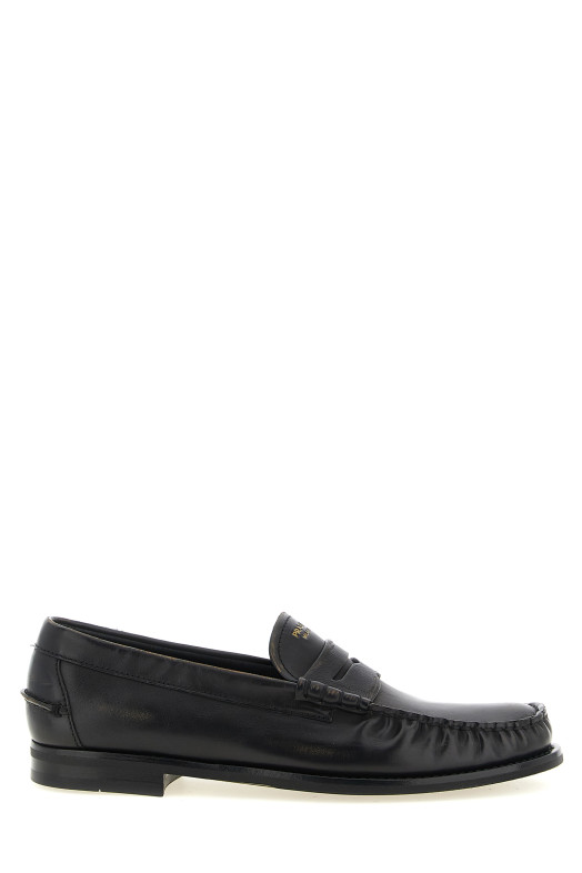Antiqued leather loafers Black