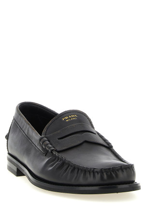 Antiqued leather loafers Black