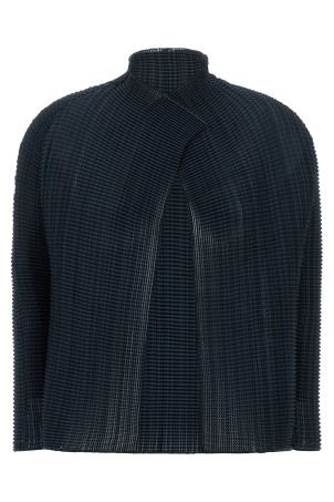 'Wooly Pleats-68' cardigan Blue