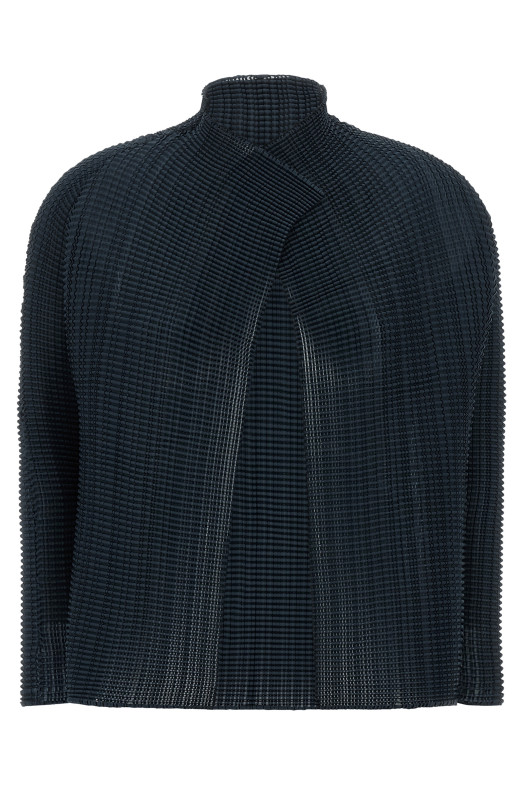 'Wooly Pleats-68' cardigan Blue