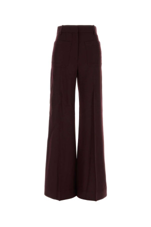 Aubergine wool Alina wide-leg pant VICTORIA BECKHAM (1226WTR005115S)