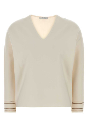 Ivory stretch wool blend Undici sweater Green MAX MARA (2621366042600)