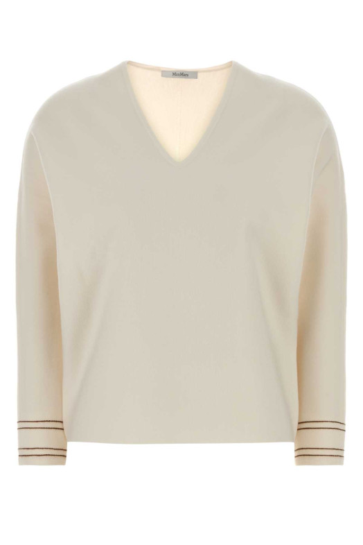 Ivory stretch wool blend Undici sweater Green MAX MARA (2621366042600)