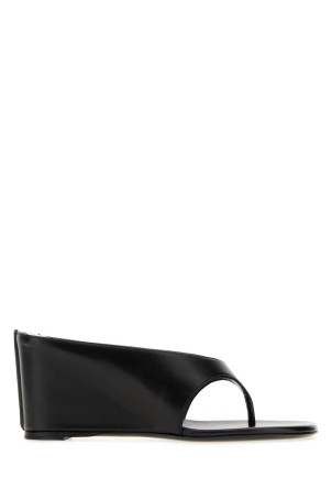 Black leather Yaga thong mules JUDE (PS26HO017BK001C)