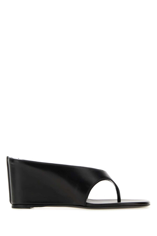 Black leather Yaga thong mules JUDE (PS26HO017BK001C)