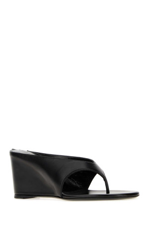 Black leather Yaga thong mules JUDE (PS26HO017BK001C)