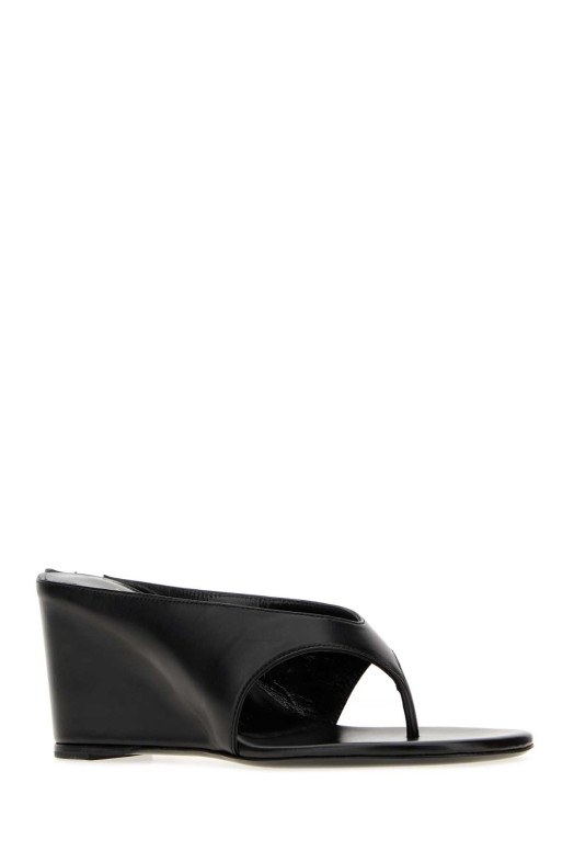 Black leather Yaga thong mules JUDE (PS26HO017BK001C)