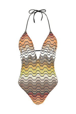 Greek pattern one-piece swimsuit Multicolor
