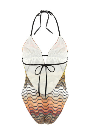 Greek pattern one-piece swimsuit Multicolor