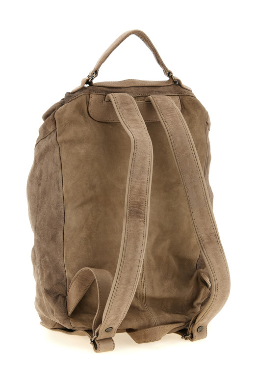 Leather backpack Beige
