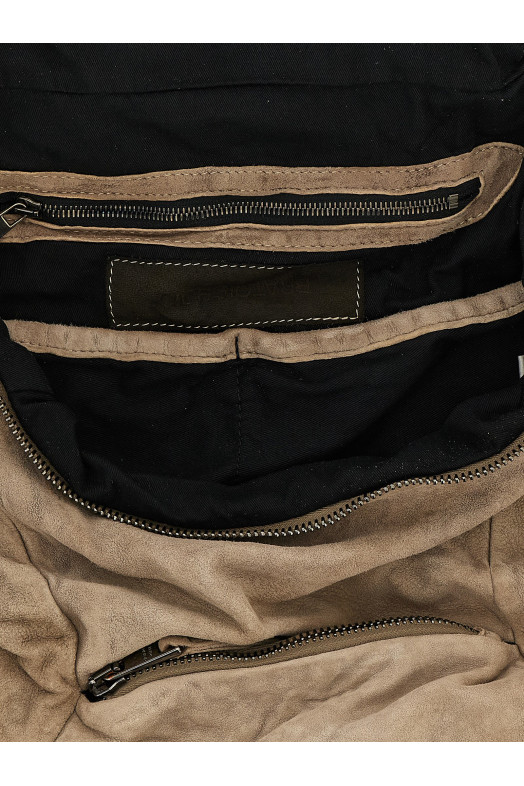 Leather backpack Beige