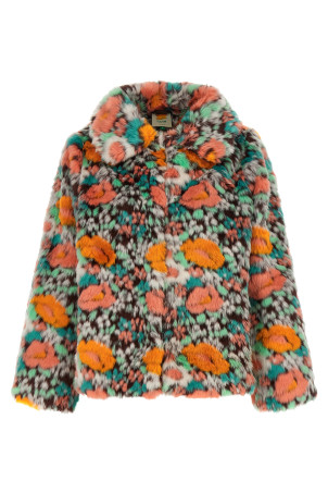 Faux fur floral pattern Multicolor