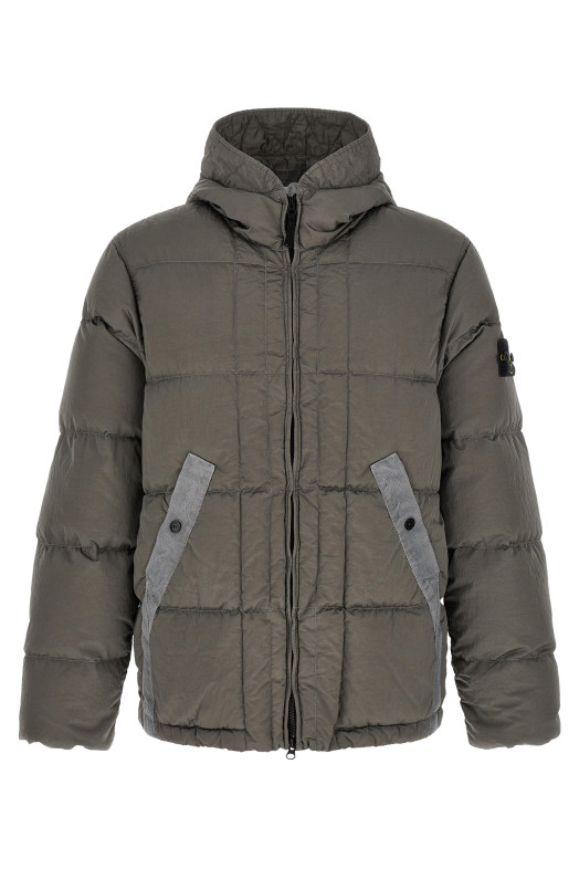 Crumpled effect down jacket Gray