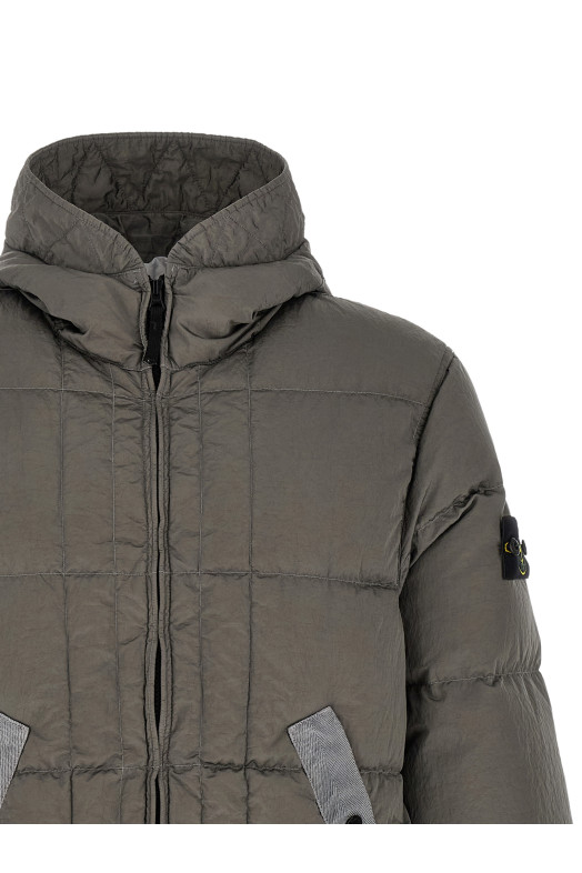 Crumpled effect down jacket Gray