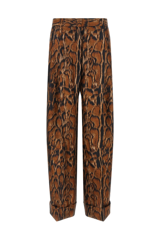 Lynx print pants Brown