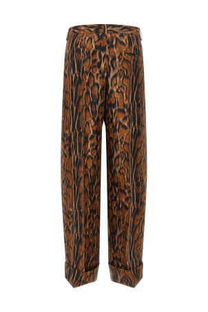 Lynx print pants Brown