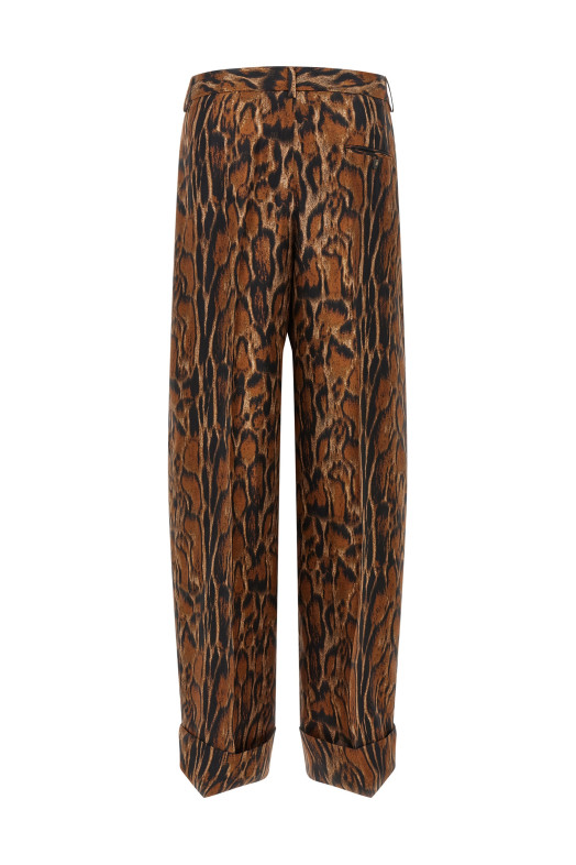 Lynx print pants Brown