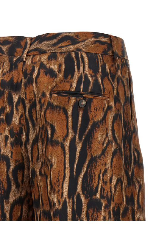 Lynx print pants Brown