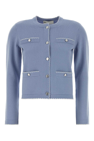 Powder blue stretch wool blend Kendra cardigan TORY BURCH (182317)