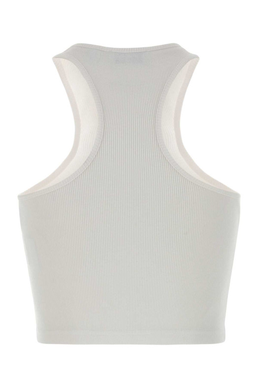 White stretch cotton crop-top OFF WHITE (2FA00671T)