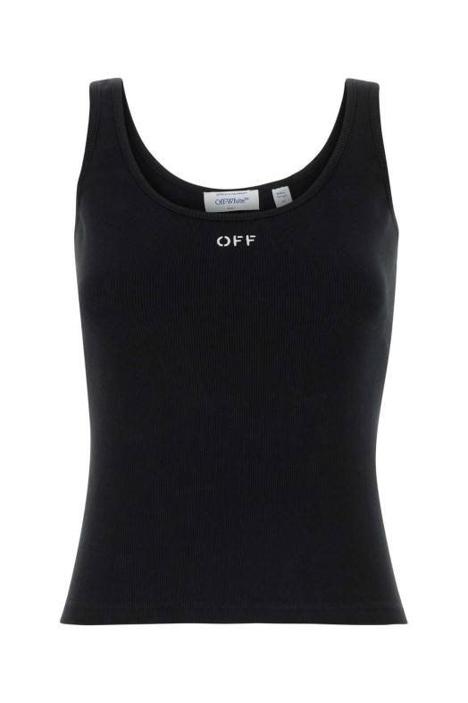 Black stretch cotton tank top OFF WHITE (2FA00672T)