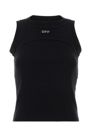 Black stretch cotton tank top OFF WHITE (2FA00673T)
