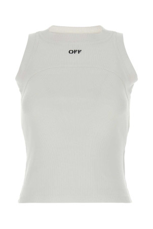 White stretch cotton tank top OFF WHITE (2FA00673T)