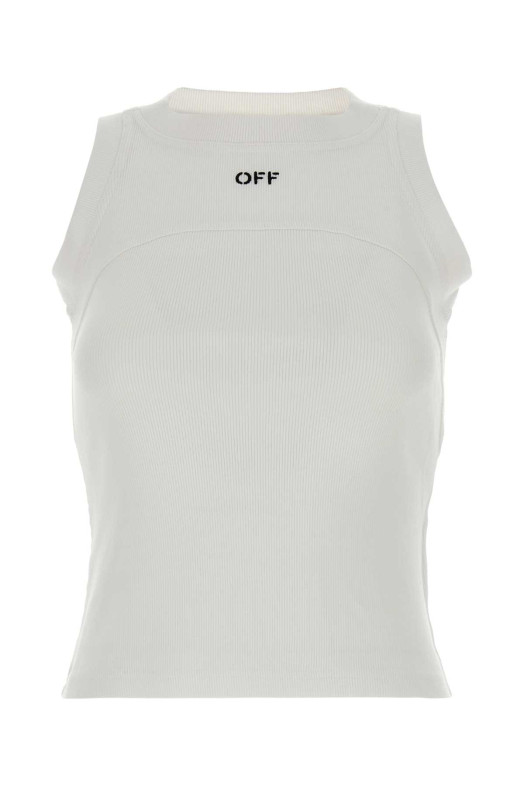 White stretch cotton tank top OFF WHITE (2FA00673T)
