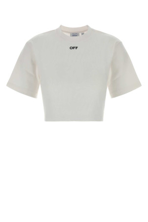 White stretch cotton t-shirt OFF WHITE (2FA00678T)