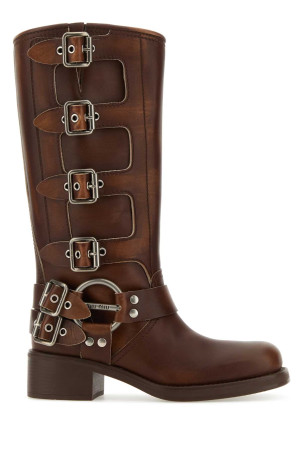 Brown leather boots MIU MIU (5W792DFA0503F33)
