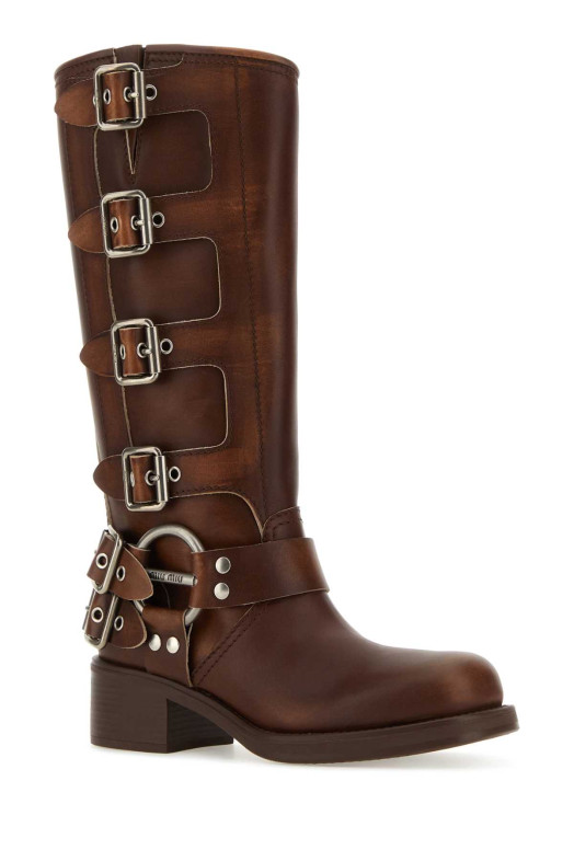 Brown leather boots MIU MIU (5W792DFA0503F33)