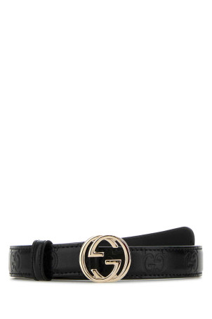 Black leather belt Black GUCCI (813005AAD5L)