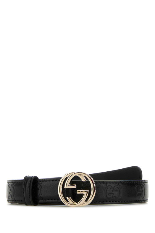 Black leather belt Black GUCCI (813005AAD5L)