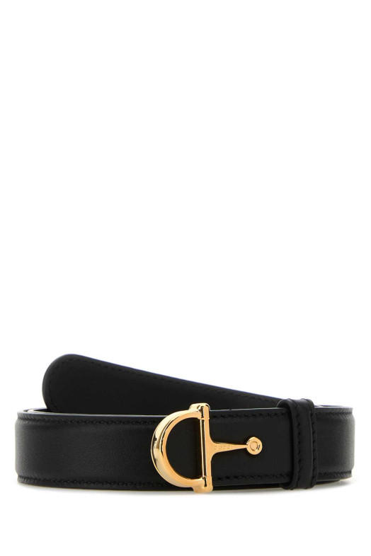Black leather belt Black GUCCI (836993AAEC2)