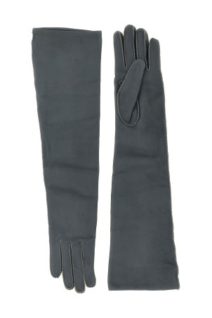 Long leather gloves Gray