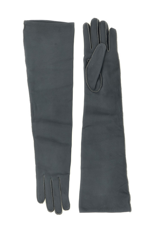 Long leather gloves Gray