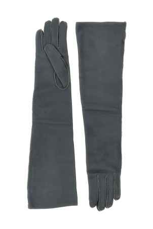 Long leather gloves Gray